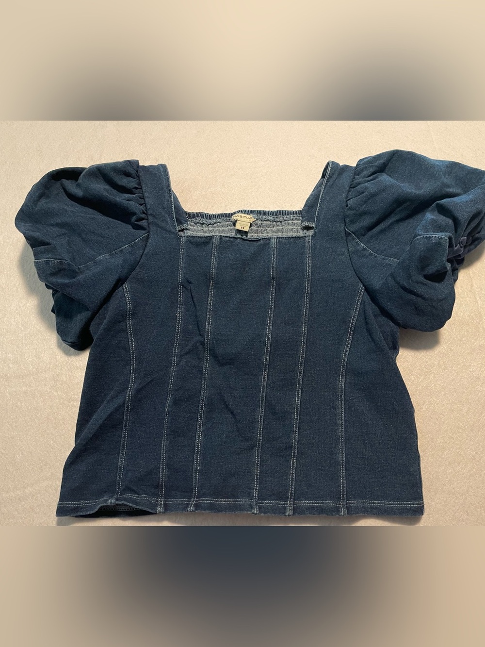 Habitual Indigo Denim Puff Sleeve Top